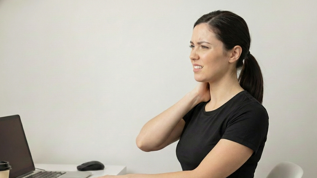 NECK X Female in Home Office Before Exercises